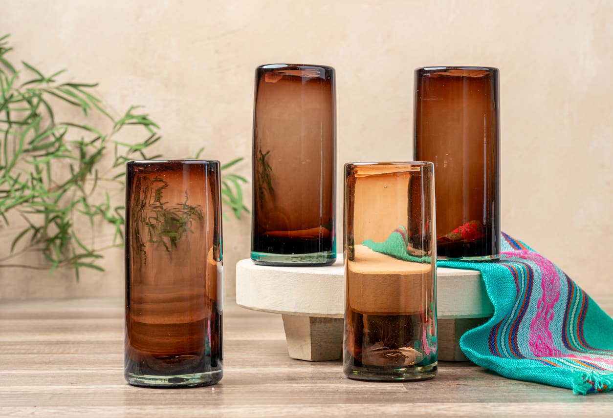 Handblown Mexican Highball Glasses - Tamarind