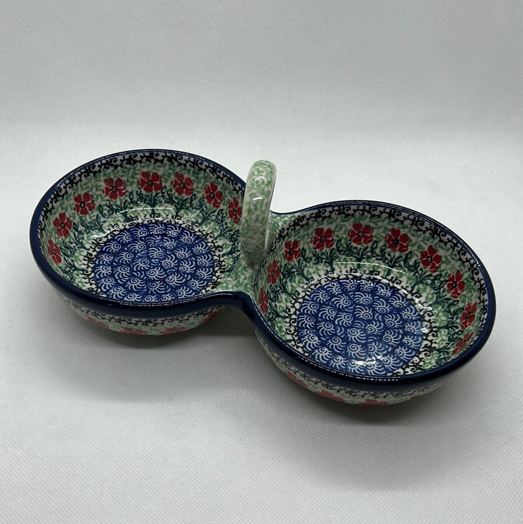 Red Daisies Double Serving Bowl