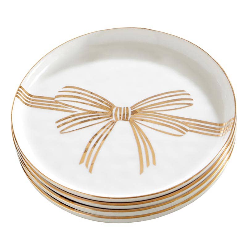 Gold Bow Appetizer Plates - Metallic Gold