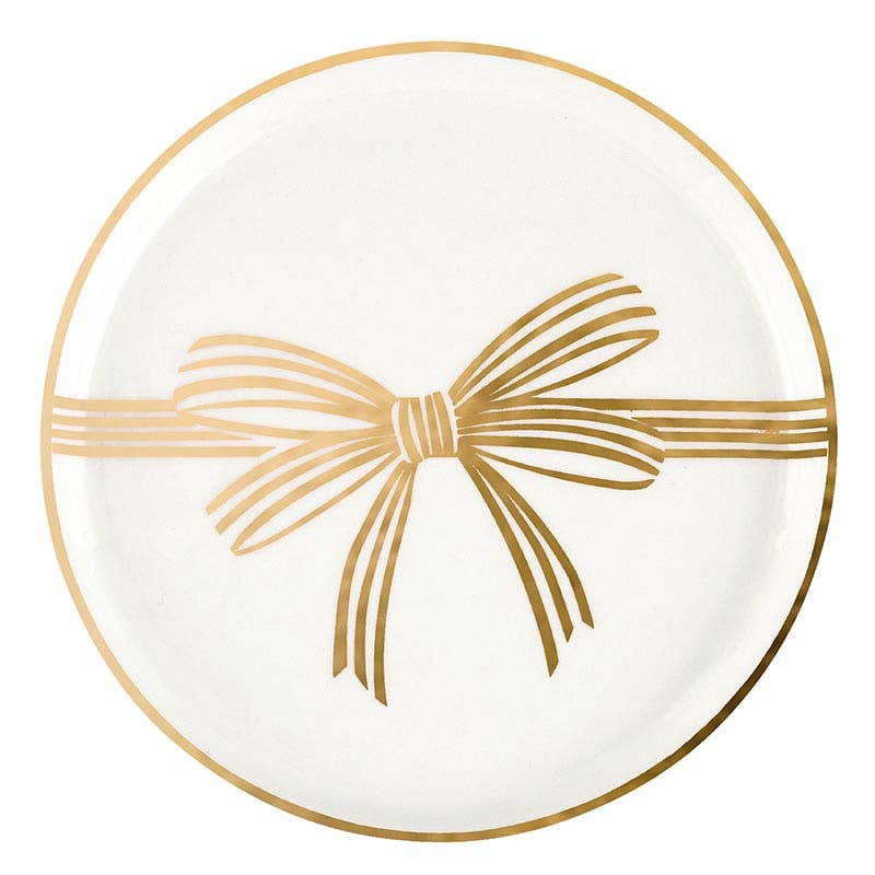 Gold Bow Appetizer Plates - Metallic Gold