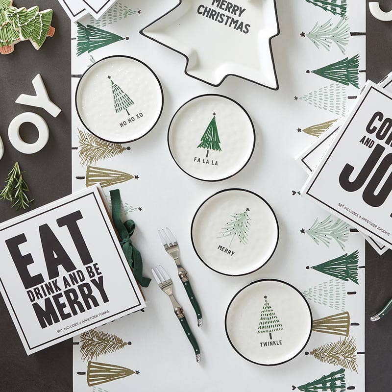 Green Holiday Dishes Set of 4