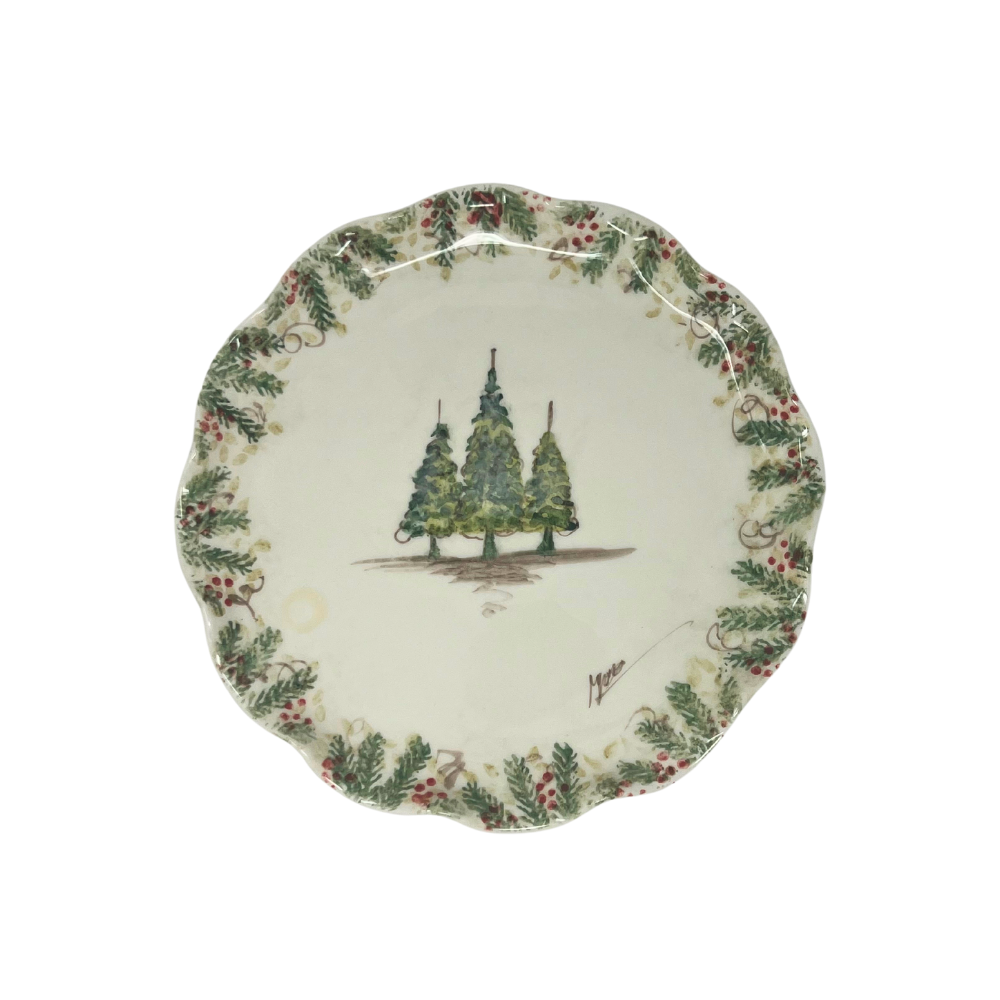 Natale Signed Ruffled Cake Plate
