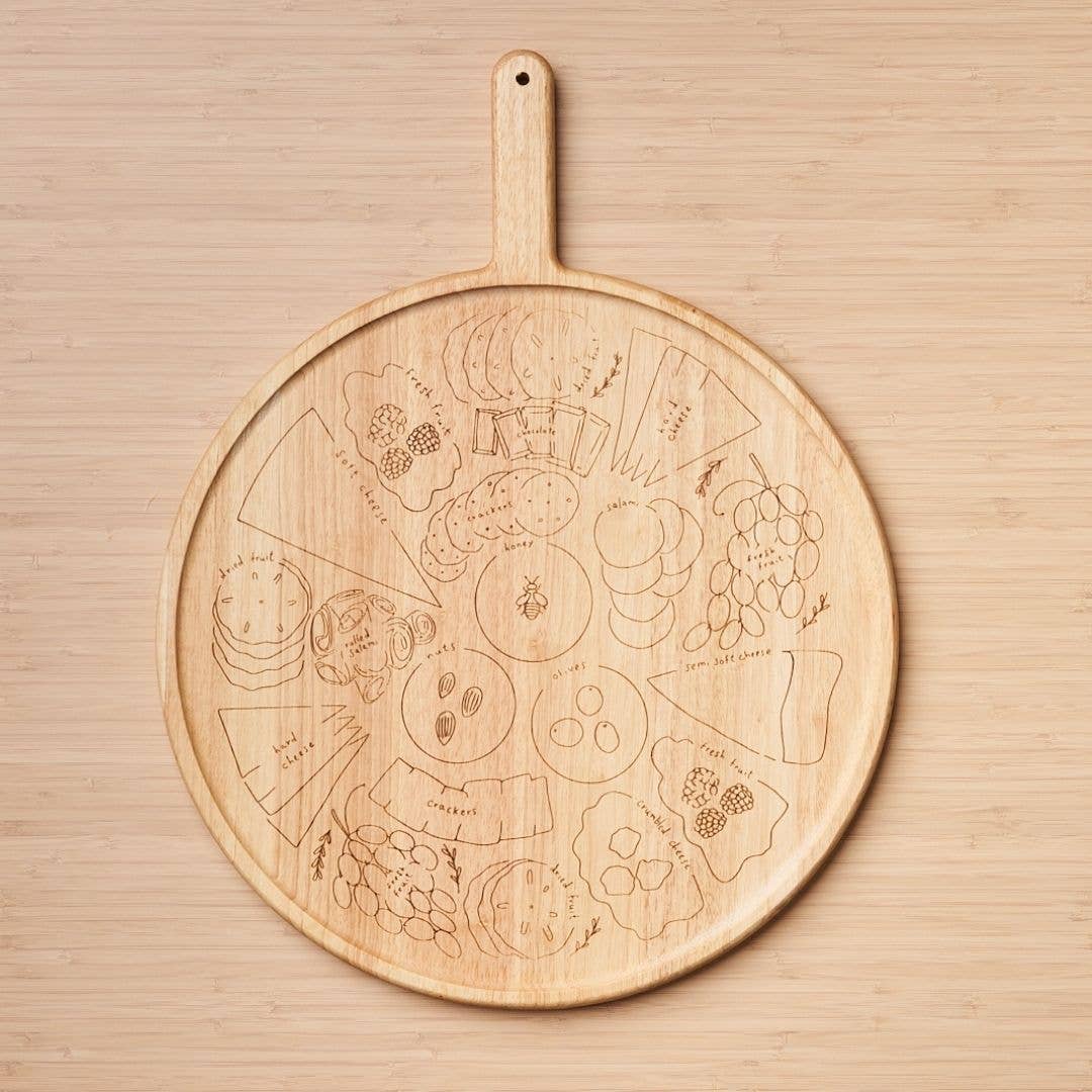 Sophistiplate - Meg Quinn Cheese Map Board | Round w/ Handle | 22" x 17"