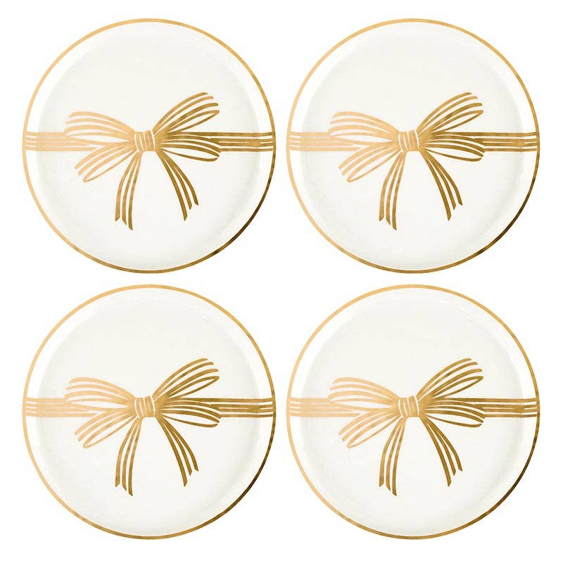 Gold Bow Appetizer Plates - Metallic Gold