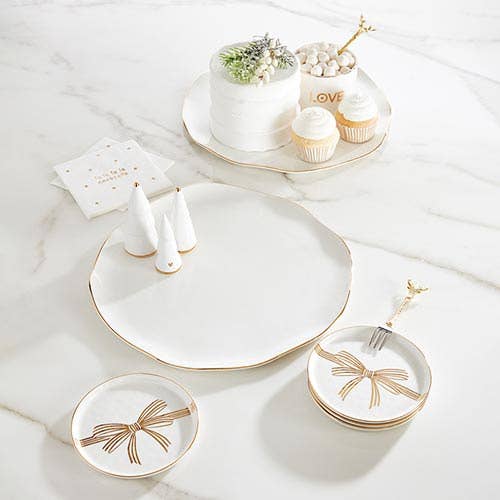 Gold Bow Appetizer Plates - Metallic Gold