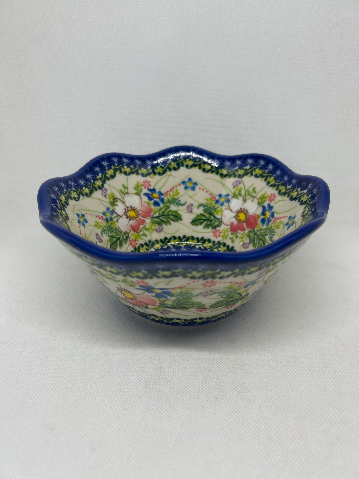 KALICH Pink Dogwood Wavy Bowl 7.5"