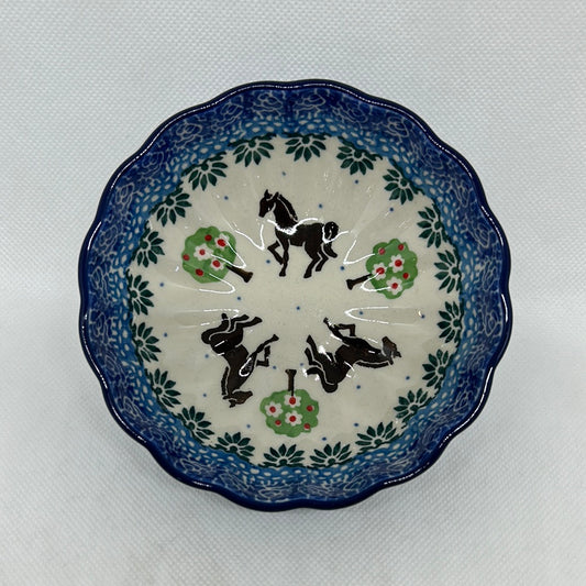 Brown Horse Scalloped Bowl 4.5"