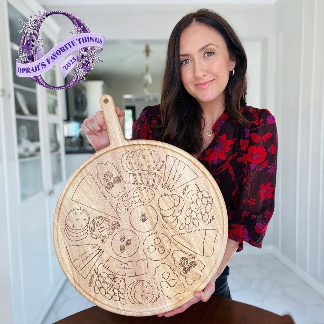 Sophistiplate - Meg Quinn Cheese Map Board | Round w/ Handle | 22" x 17"
