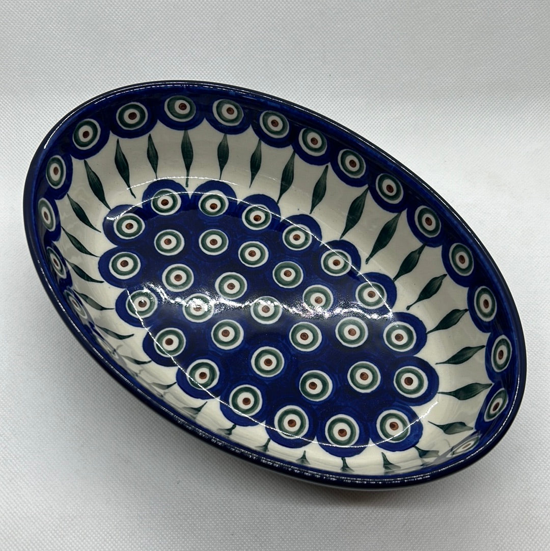 Traditional Peacock Oval Baker 9.5"