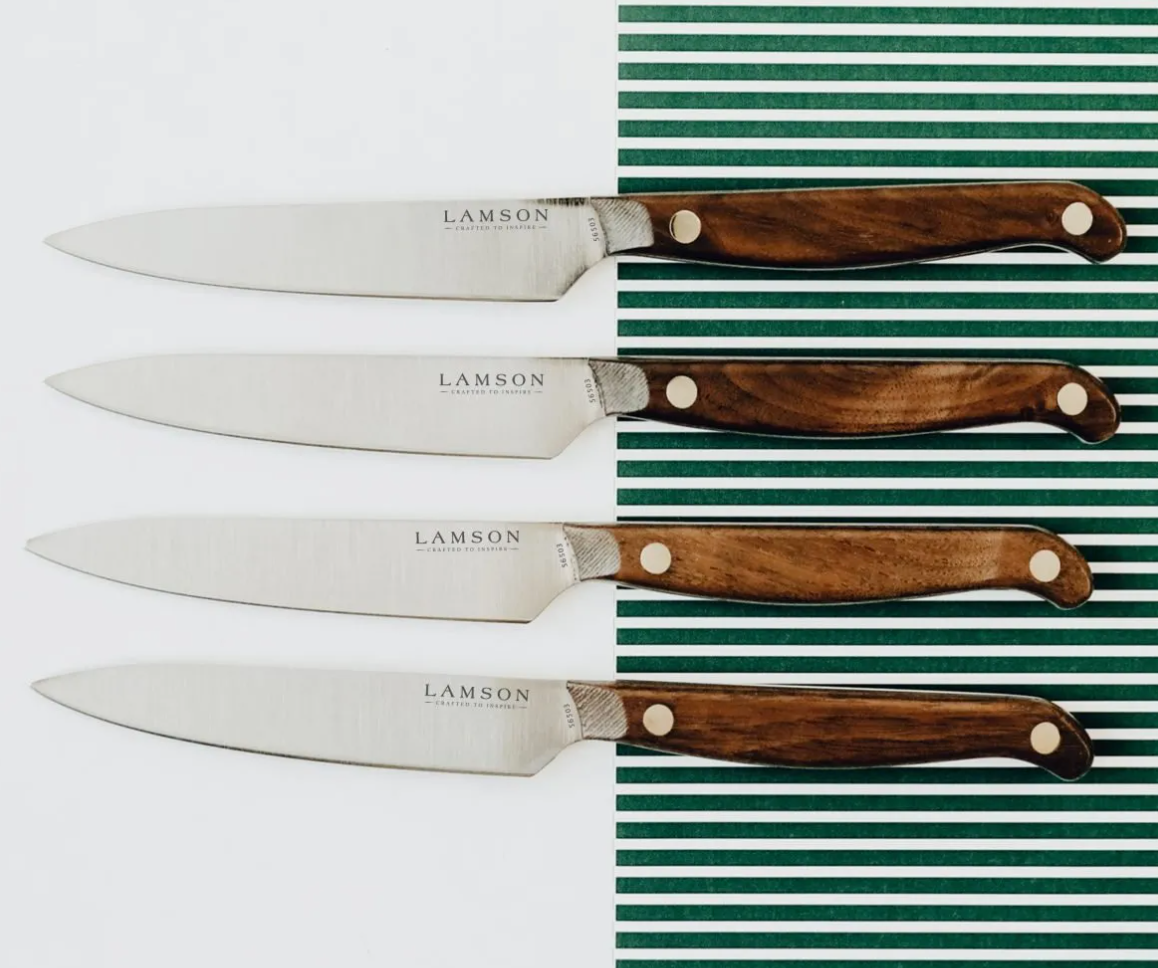 Lamson Walnut Vintage 4 Piece Steak Knife, Fine Edge