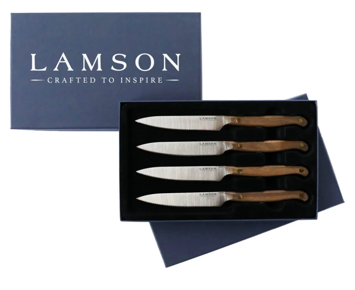 Lamson Walnut Vintage 4 Piece Steak Knife, Fine Edge