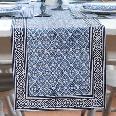 Seville Blue Table Runner, 14"x92"