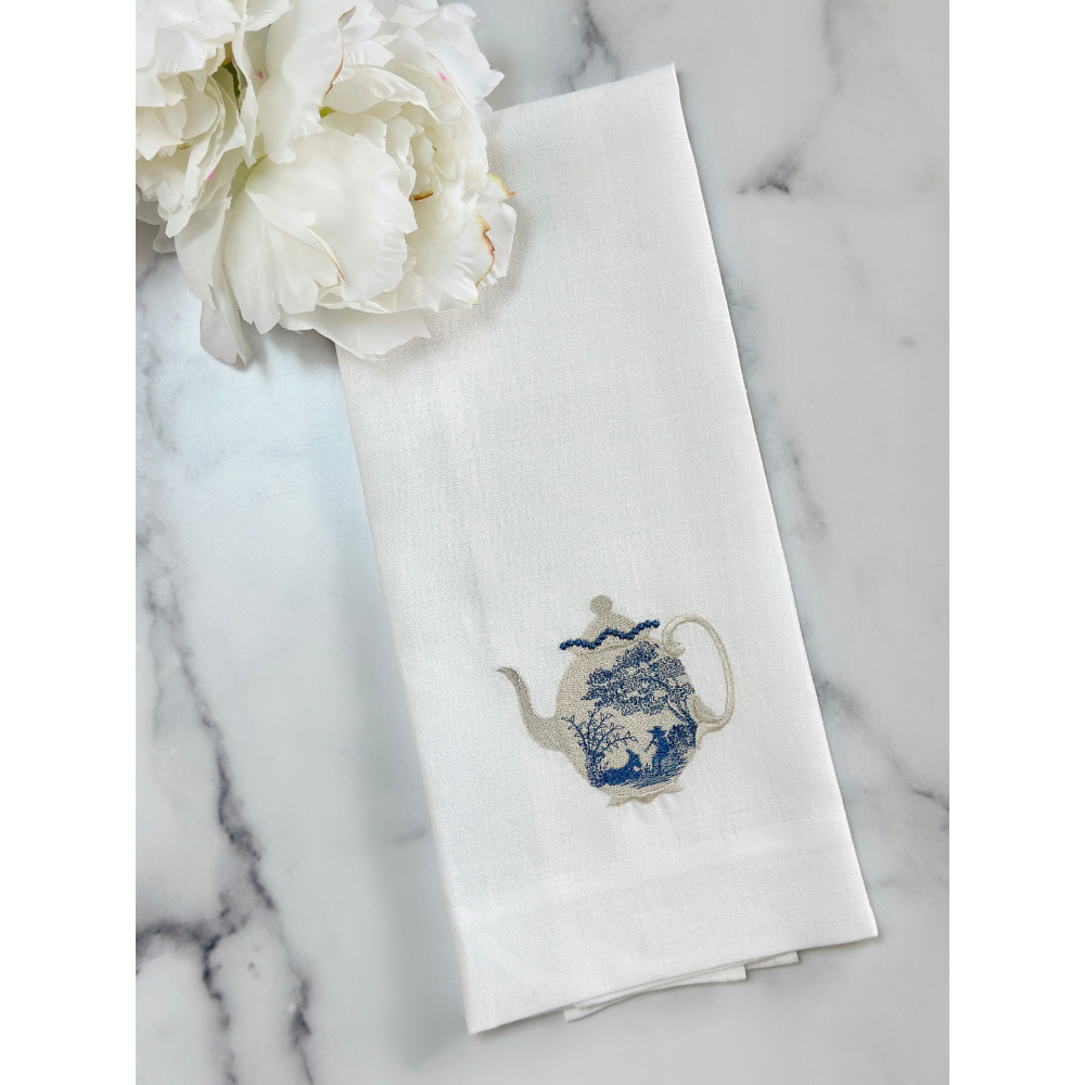 Arte Italica & Crown Linen Designs - Vintage Toile Teapot Towel - New