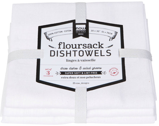 Now Designs by Danica - White Floursack Dishtowels Set of 3