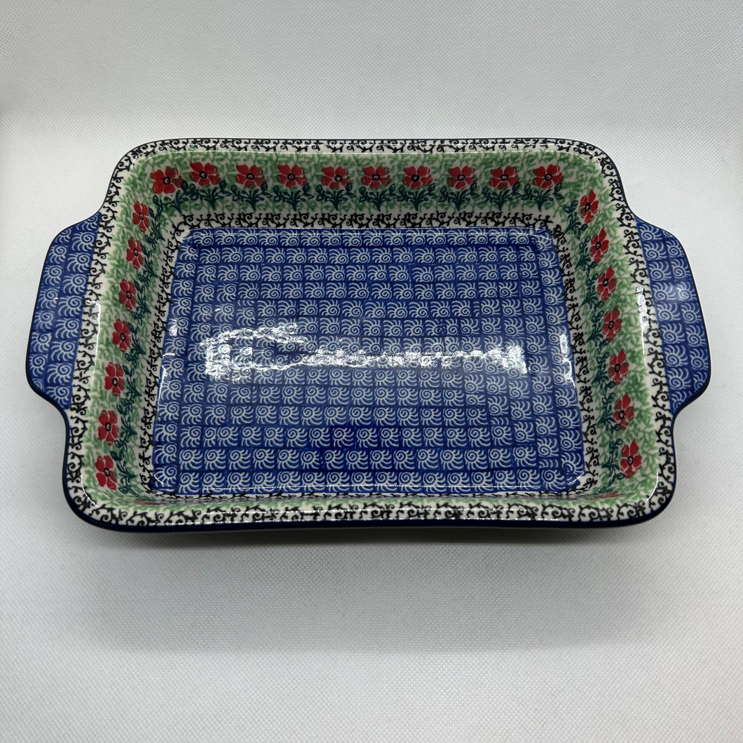 Red Daisies Rec Baker w/ Handles