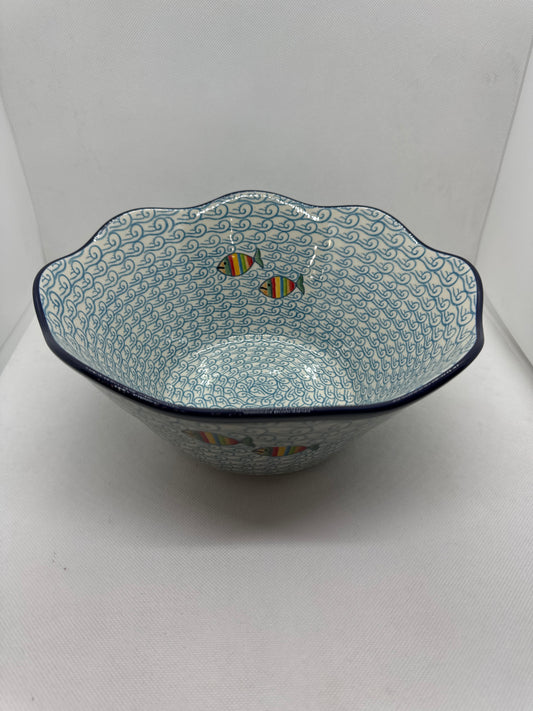 Rainbow Fish Wavy Edge Bowl 10"