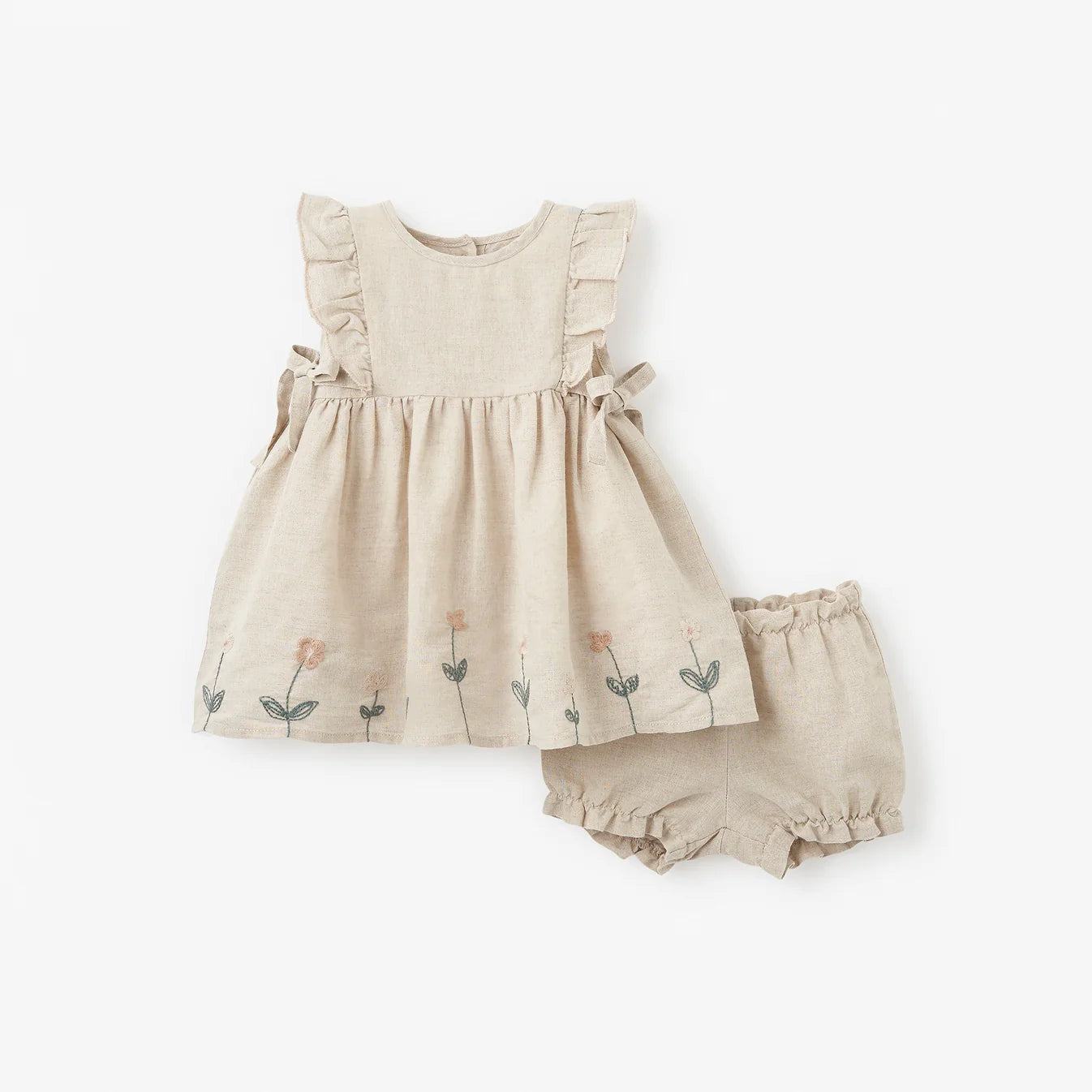 3-6M Dress w/ Floral Embroidery and Bloomers