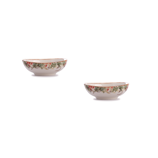 Arte Italica & Crown Linen Designs - Natale Small Oval Bowl Set of 2 - Christmas