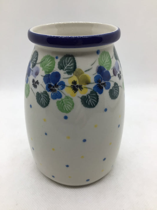 Spring Pansies Milk Bottle Vase 5"