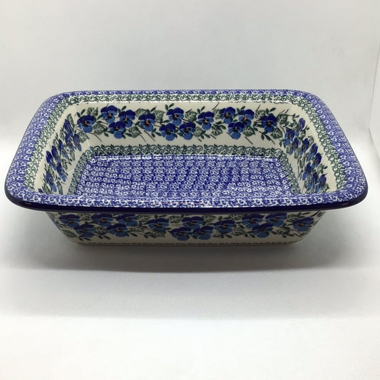 Winter Viola Rectangular Baker w/Rim 9 x 11
