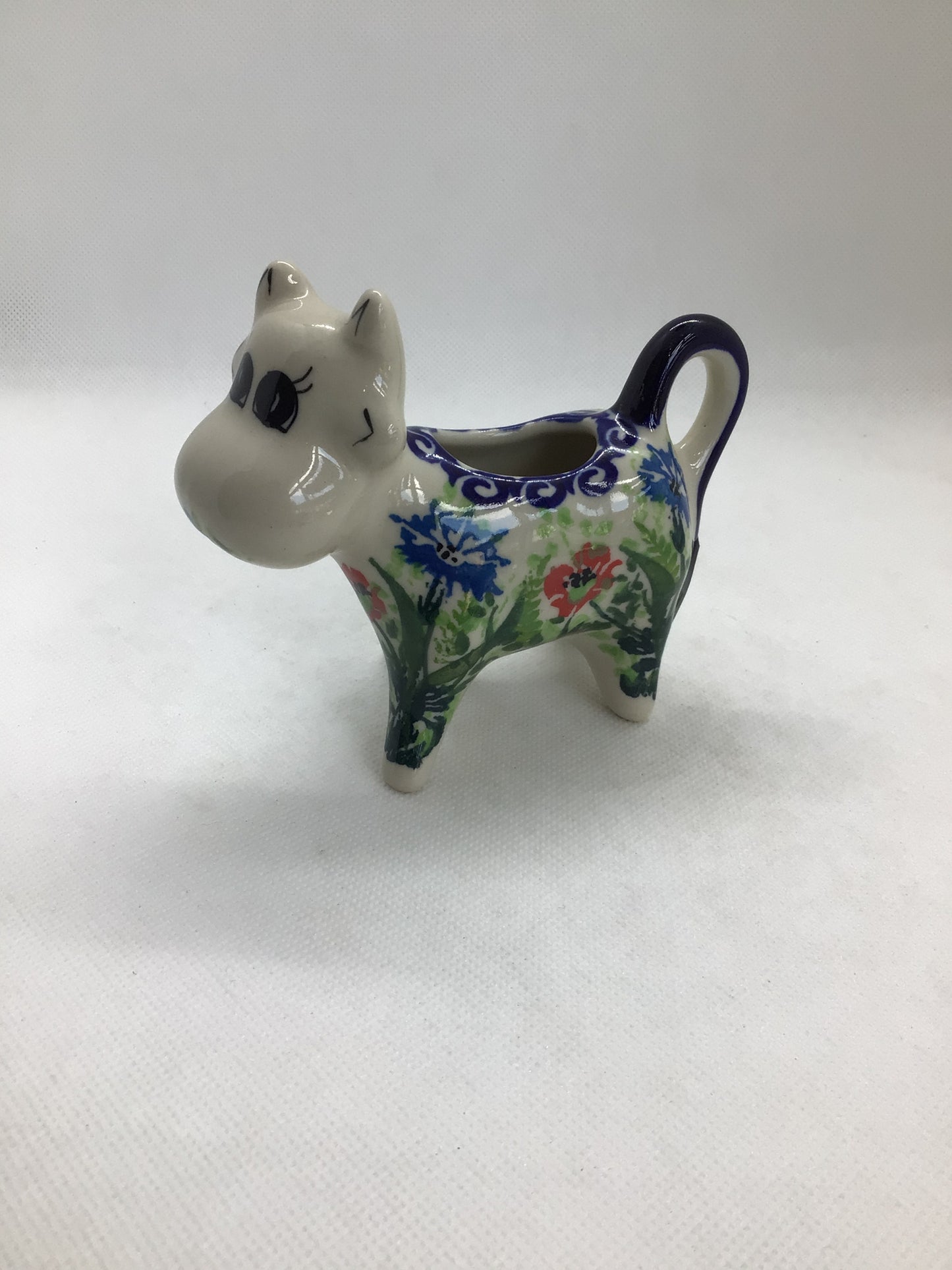 KALICH Red, White, and Bluebell Cow Creamer