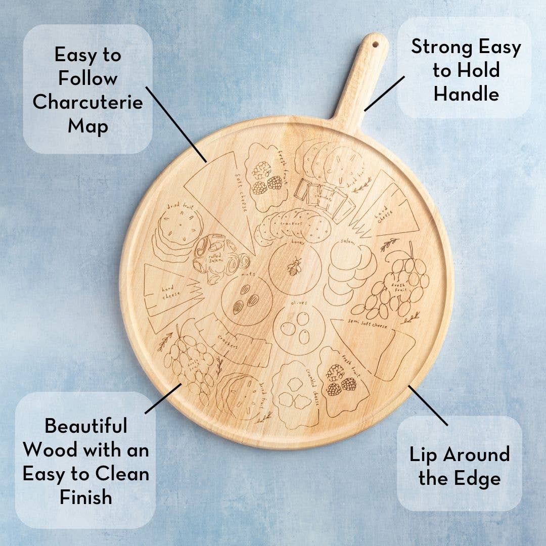 Sophistiplate - Meg Quinn Cheese Map Board | Round w/ Handle | 22" x 17"