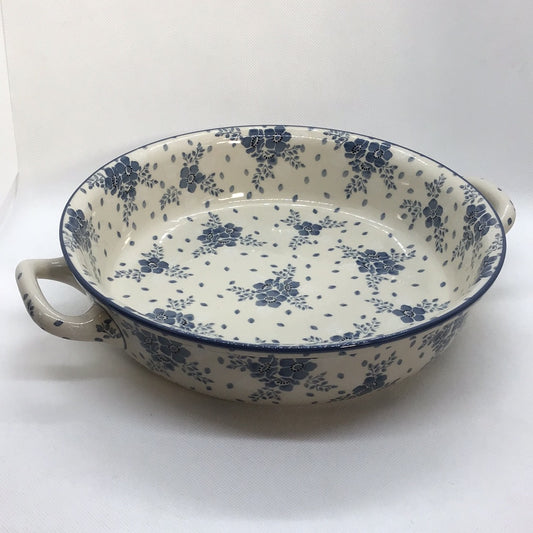 Blue Velvet Round Baker w/Handles 10"