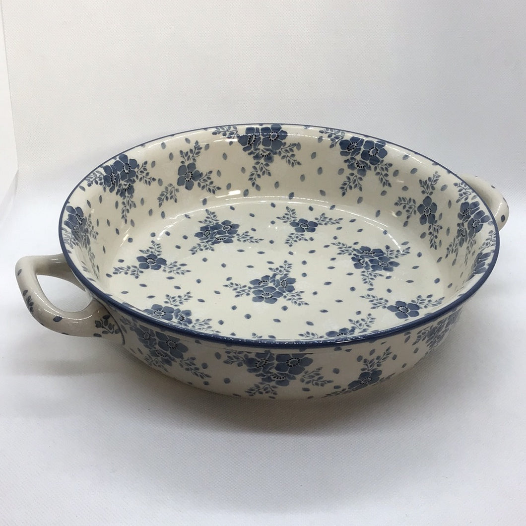 Blue Velvet Round Baker w/Handles 10