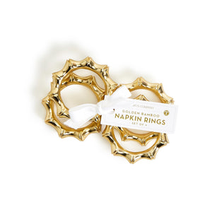 Gold Bamboo Napkin Ring Set/4