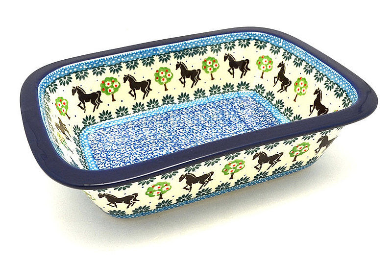 Brown Horse Rectangular Baker w/Grip Edge
