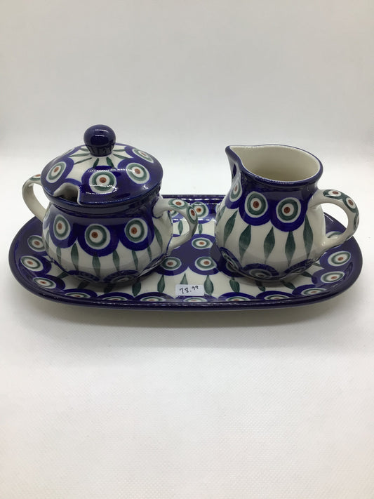 Traditional Peacock Creamer & Sugar Set