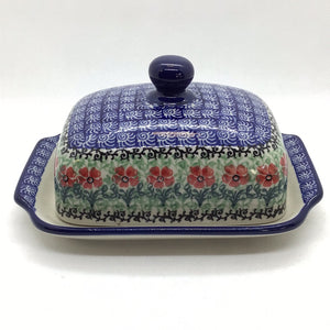 Red Daisies Cream Cheese/Butter Dish