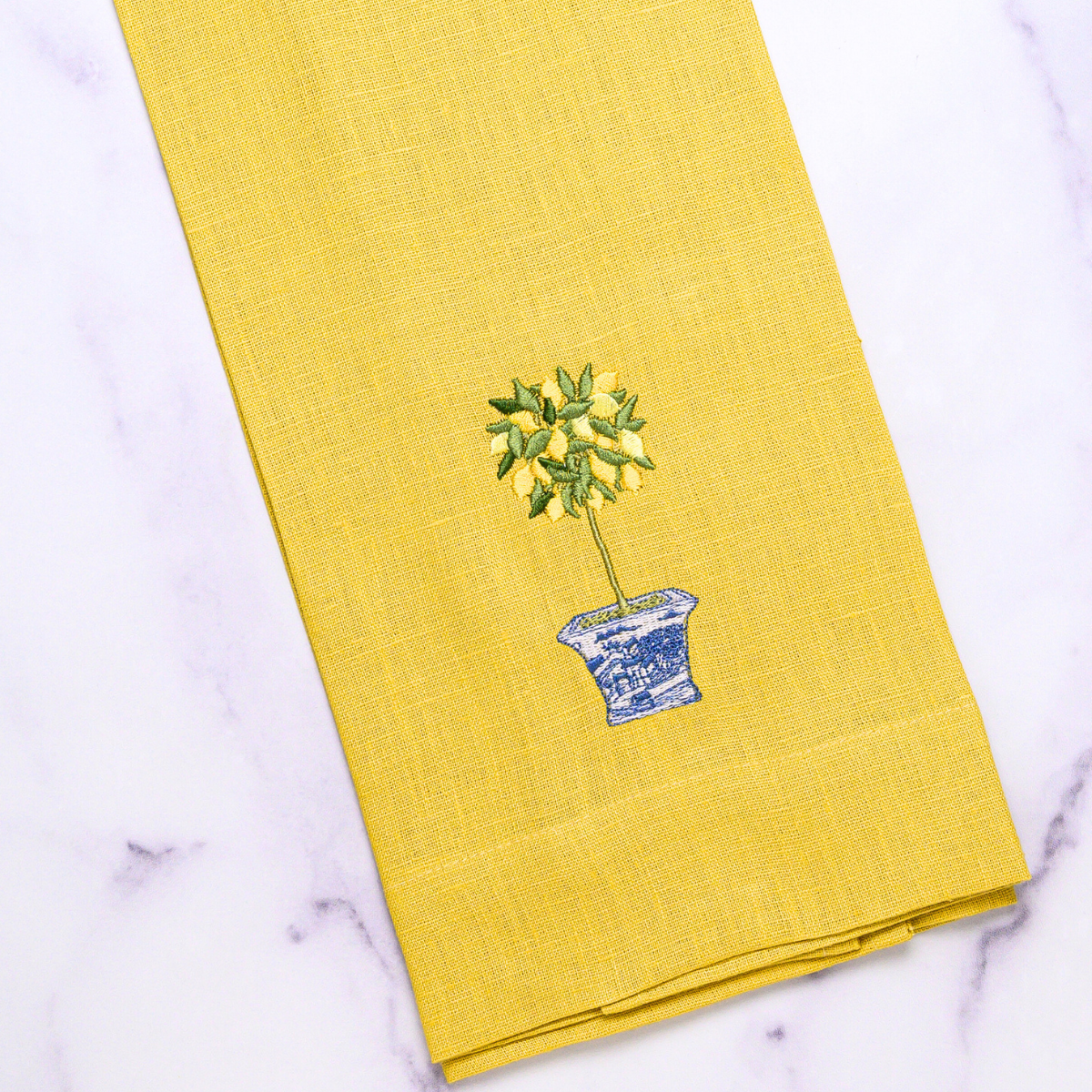 Lemon Topiary Linen Towel - New