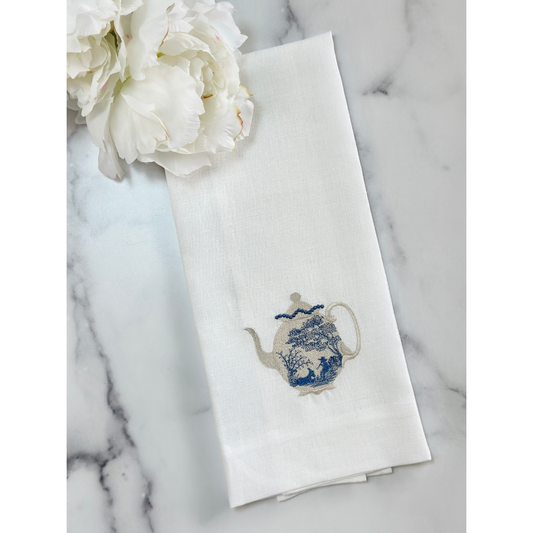 Arte Italica & Crown Linen Designs - Vintage Toile Teapot Towel - New