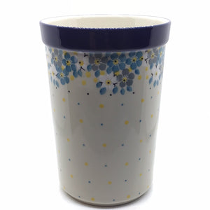 Aqua Flowers Utensil Pot 7.75"