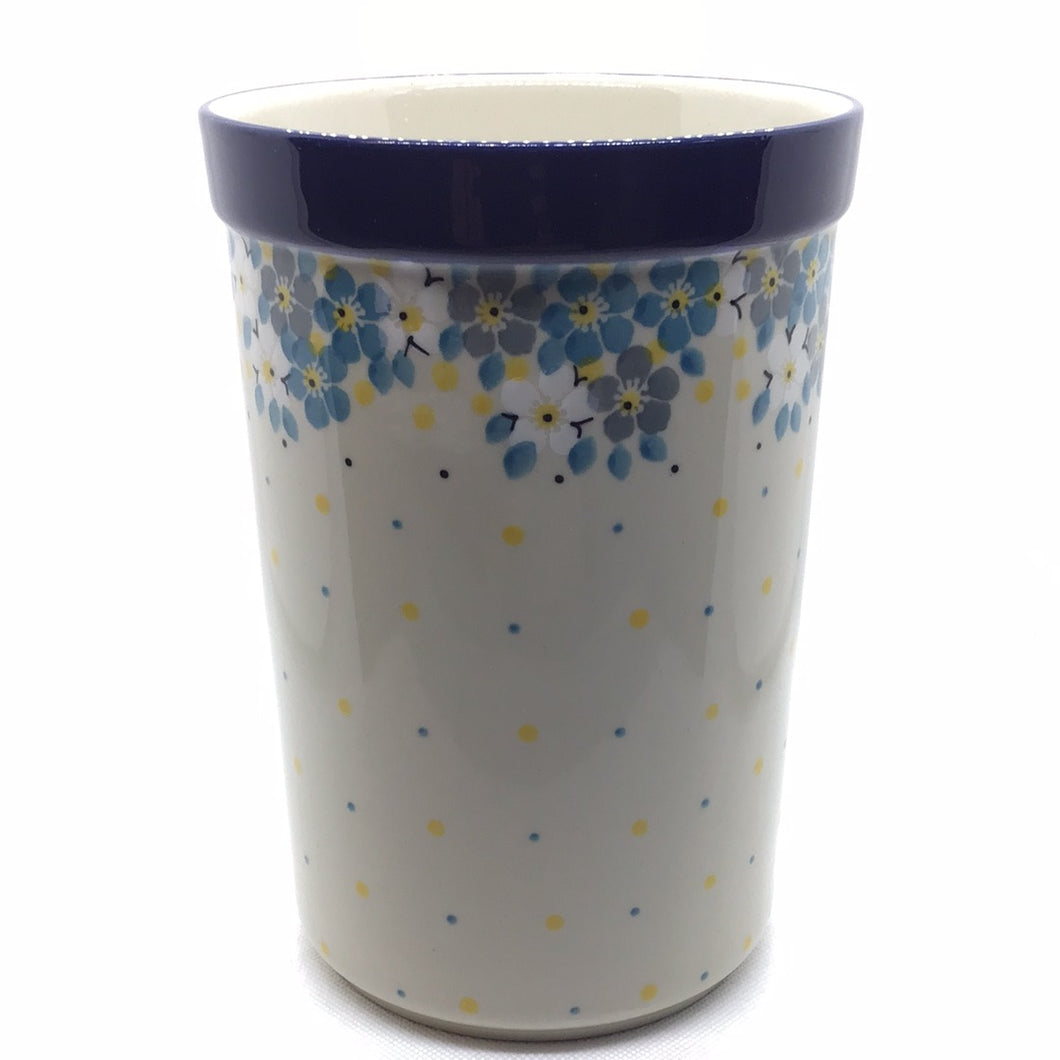 Aqua Flowers Utensil Pot 7.75