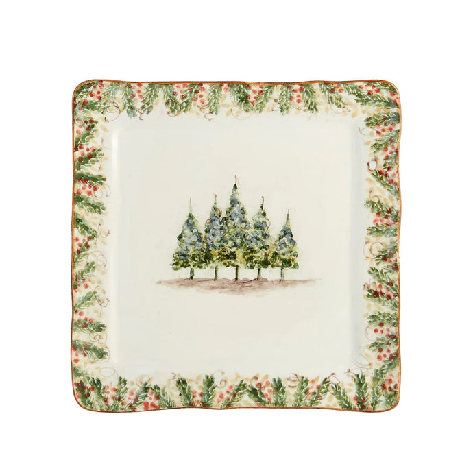 Natale Square Platter w/Trees