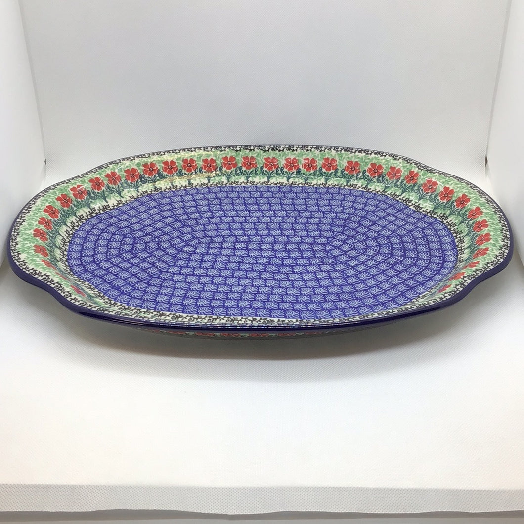 Red Daisies Oval Platter  15
