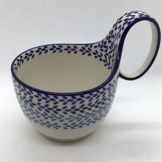 Blue Wreath Bowl w/Loop Handle
