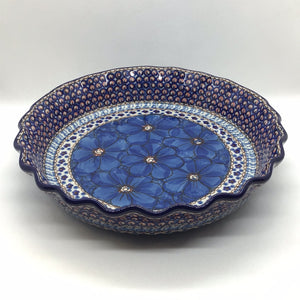 U408C Cobalt Poppies Fluted Pie Baker