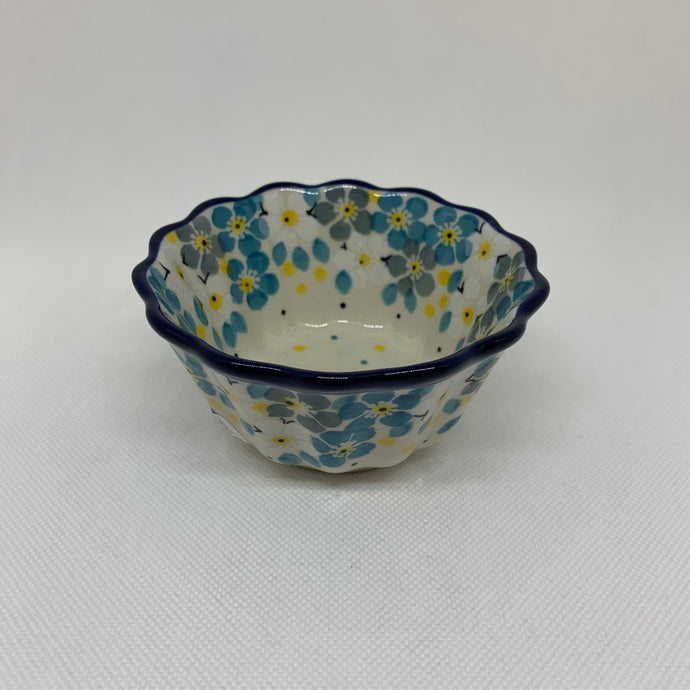 Aqua Flowers Fluted Bowl 4