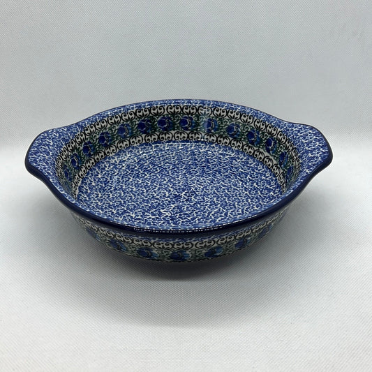 Peacock Feather Round Baker w/Grips 8"