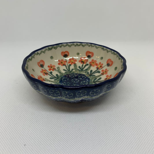 Red Poppy Scalloped Bowl 4.5"