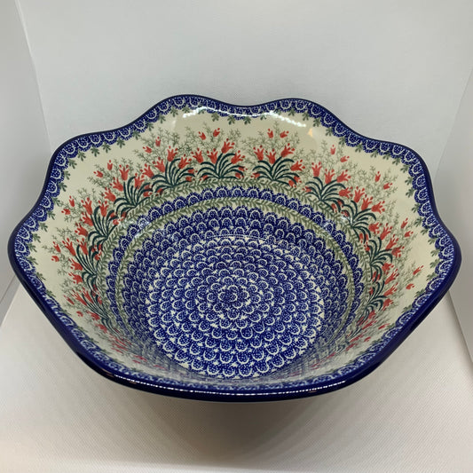 Crimson Bells Wavy Edge Bowl 12"