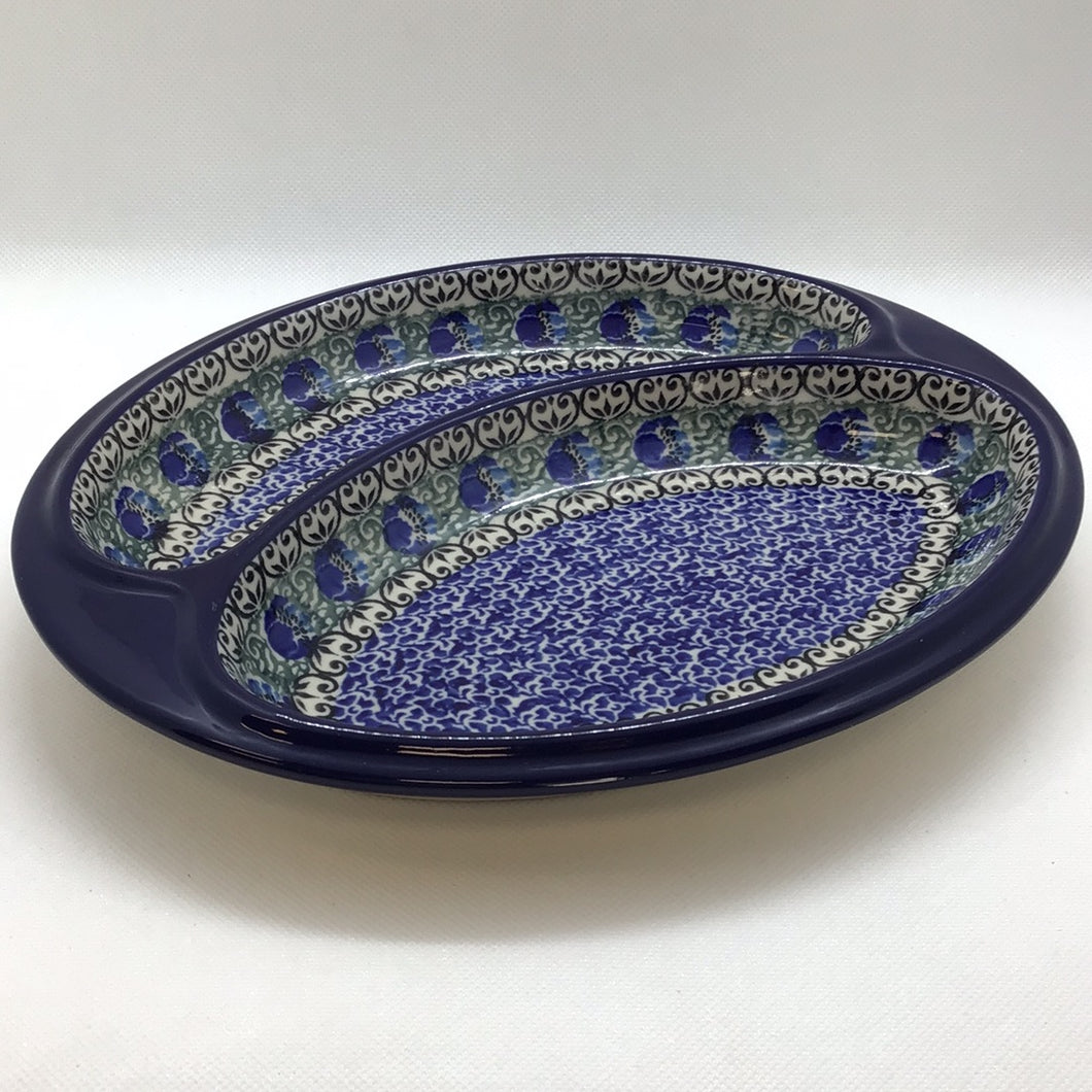 Peacock Feather Oval Divided Tray