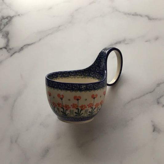 Red Poppies Bowl w/Loop Handle