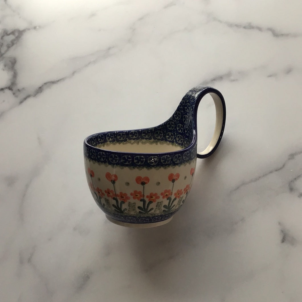 Red Poppies Bowl w/Loop Handle