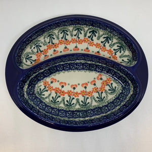 Red Poppies Oval Divided Tray