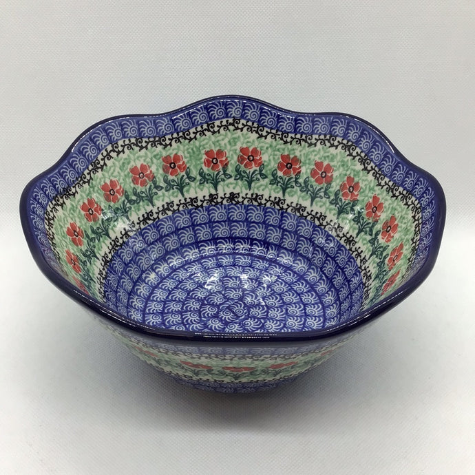 Red Daisies Wavy Edge Bowl 8