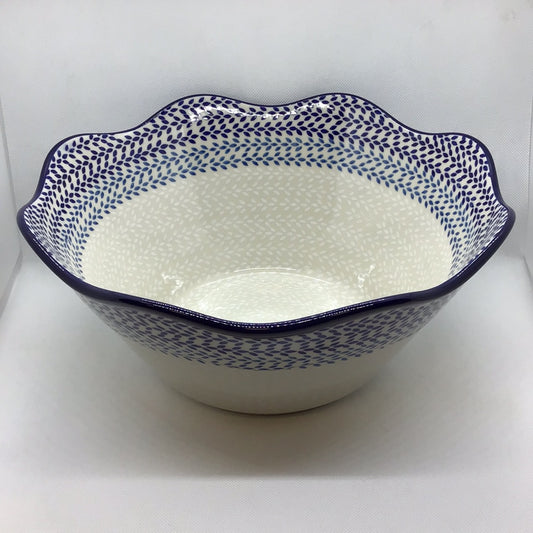 Blue Wreath Wavy Edge Bowl 12"